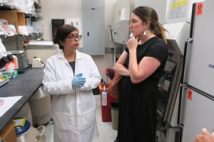 Lab members give tour.